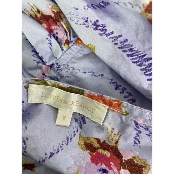 Love Shack Fancy Eaton Floral Puff Sleeve Mini Dress Lavender Moon Womens Size 2 - Picture 8 of 14